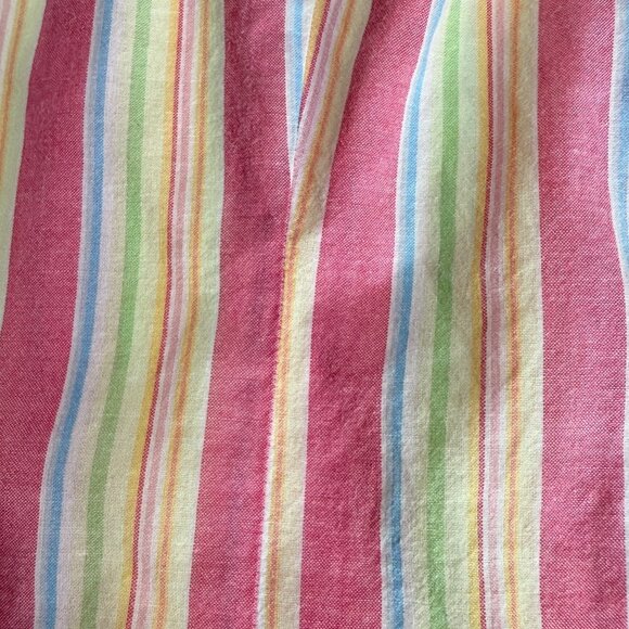 IZOD Button-Down Shirt Womens Pink Multicolor Striped Cotton Short Sleeve - Picture 6 of 6